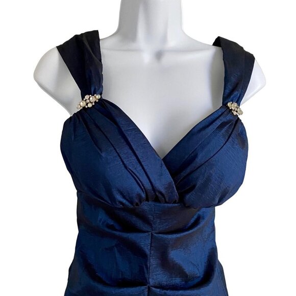 Dress Barn Collection Embellished Navy Evening Party Dress Size 6 - Picture 4 of 12